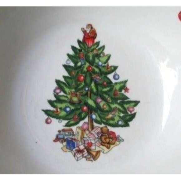 Tabletops Holly Ribbons Serving Bowl Christmas Holiday Dinnerware Serveware - Picture 2 of 5
